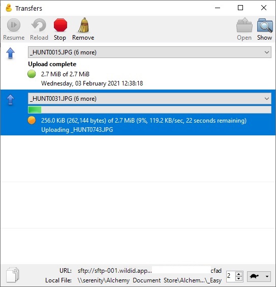 need to upload zero byte file via sftp